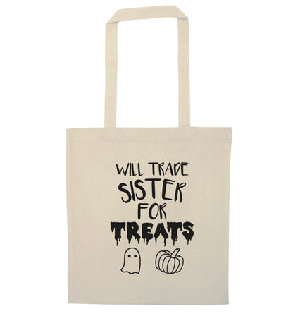 Will trade sister for treats natural tote bag