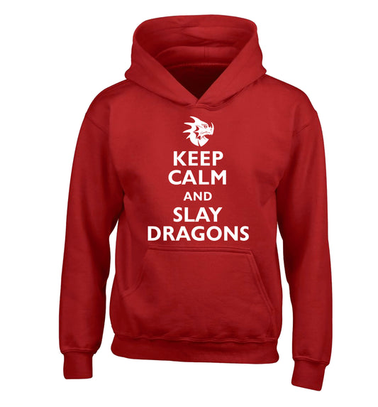 Keep calm and slay dragons children's red hoodie 12-14 Years