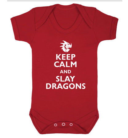 Keep calm and slay dragons Baby Vest red 18-24 months