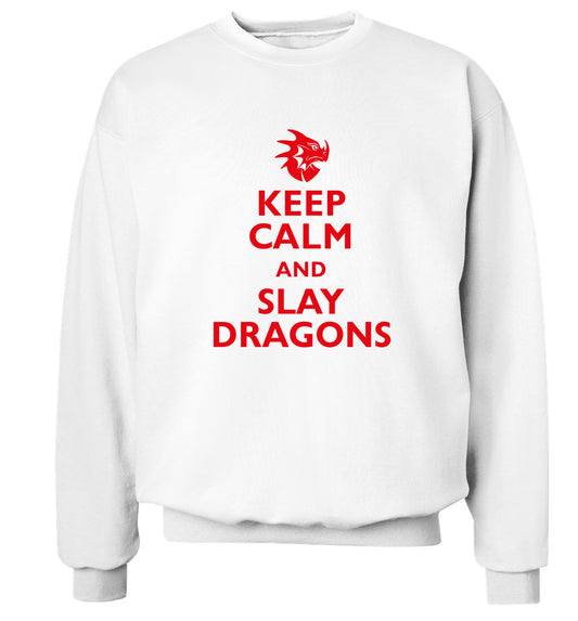 Keep calm and slay dragons Adult's unisex white Sweater 2XL