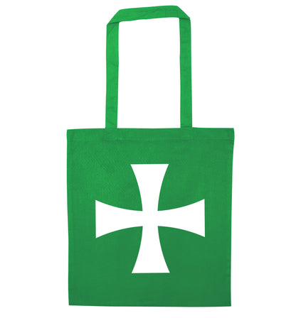 Knights Templar cross green tote bag