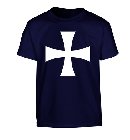 Knights Templar cross Children's navy Tshirt 12-14 Years