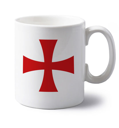 Knights Templar cross left handed white ceramic mug 