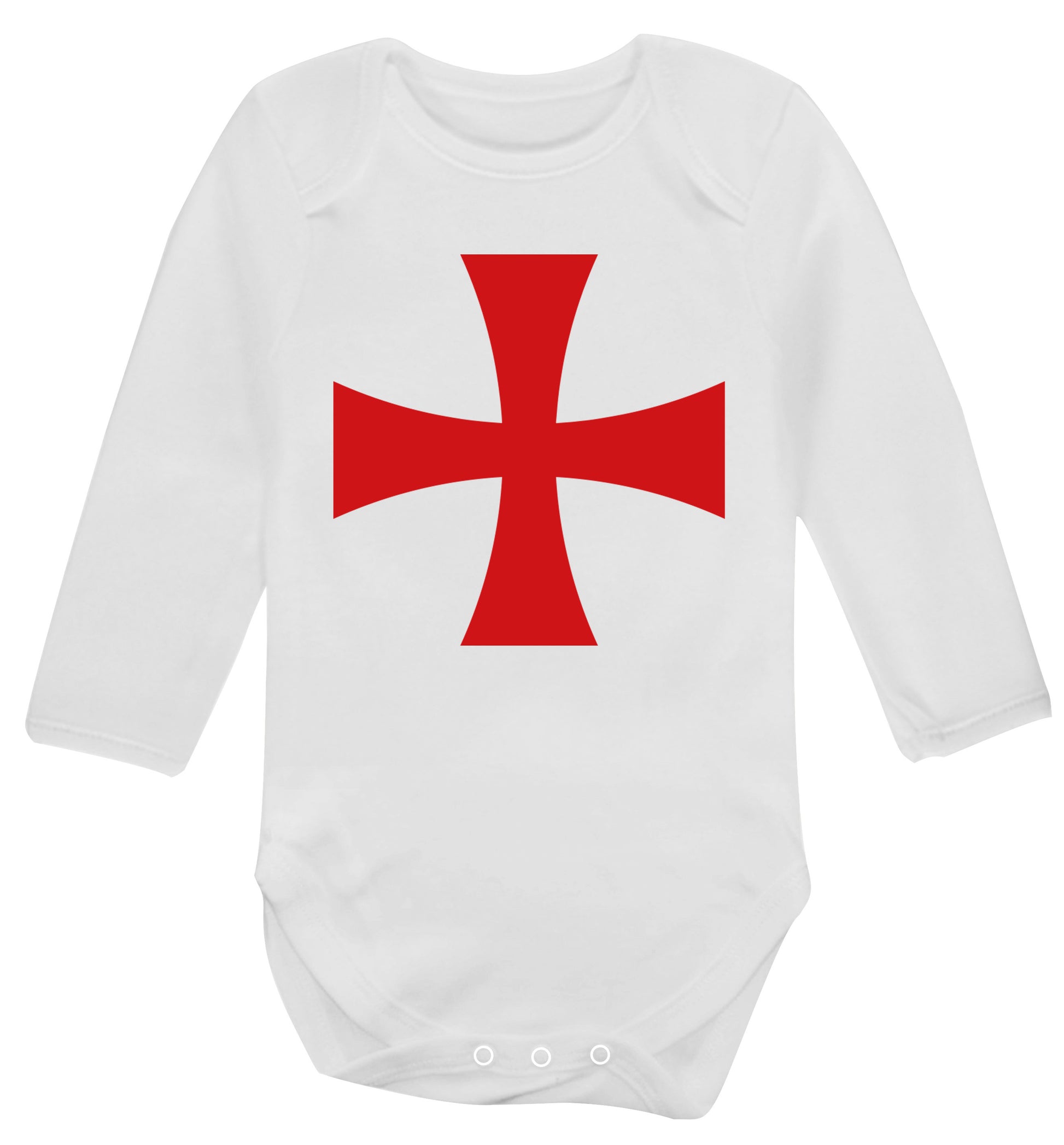 Knights Templar cross Baby Vest long sleeved white 6-12 months