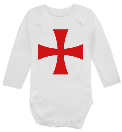 Knights Templar cross Baby Vest long sleeved white 6-12 months