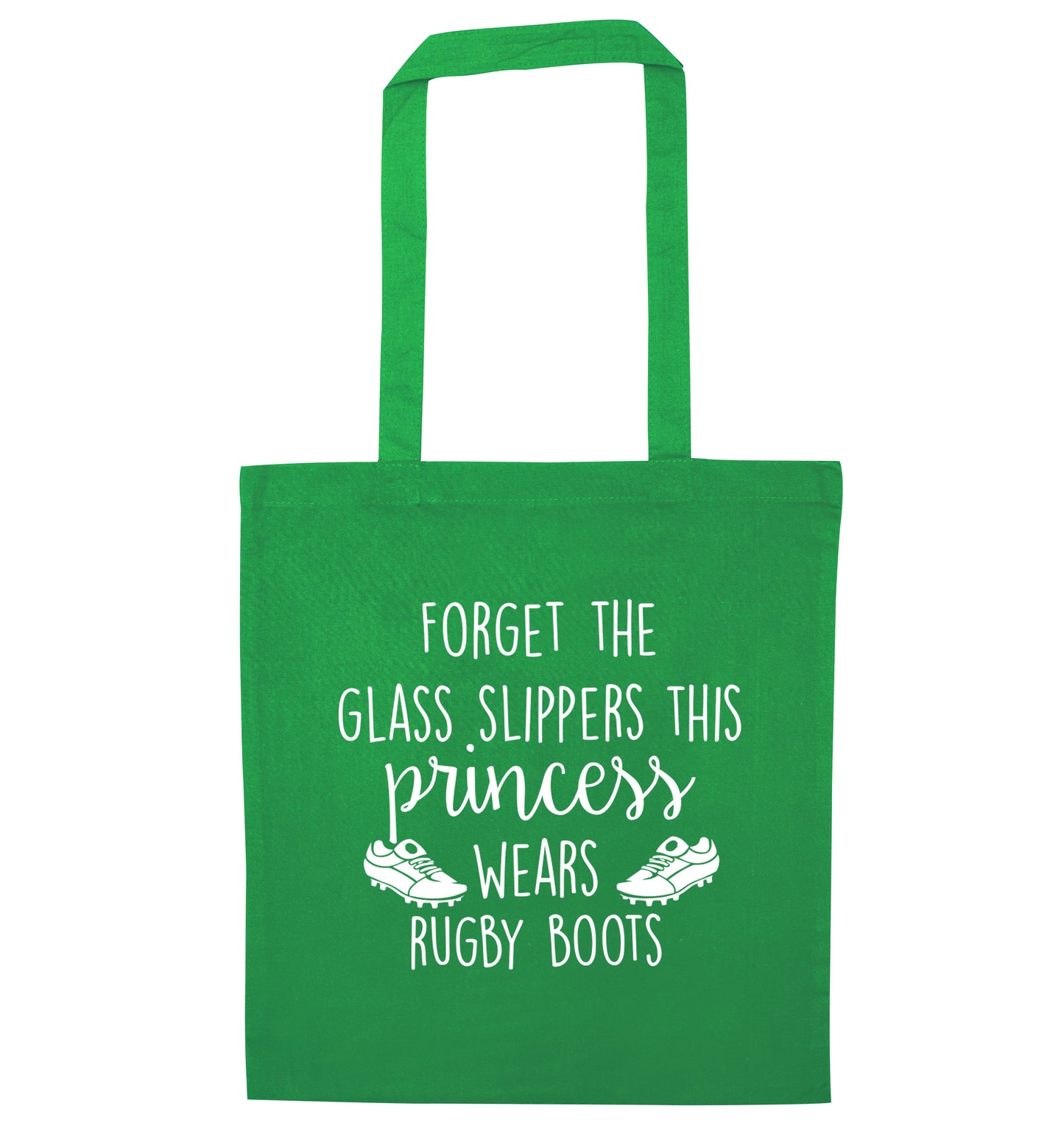 Forget the glass slippers this princess wears rugby boots green tote bag
