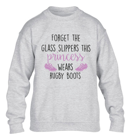 Forget the glass slippers this princess wears rugby boots children's grey sweater 12-14 Years