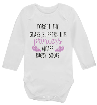 Forget the glass slippers this princess wears rugby boots Baby Vest long sleeved white 6-12 months