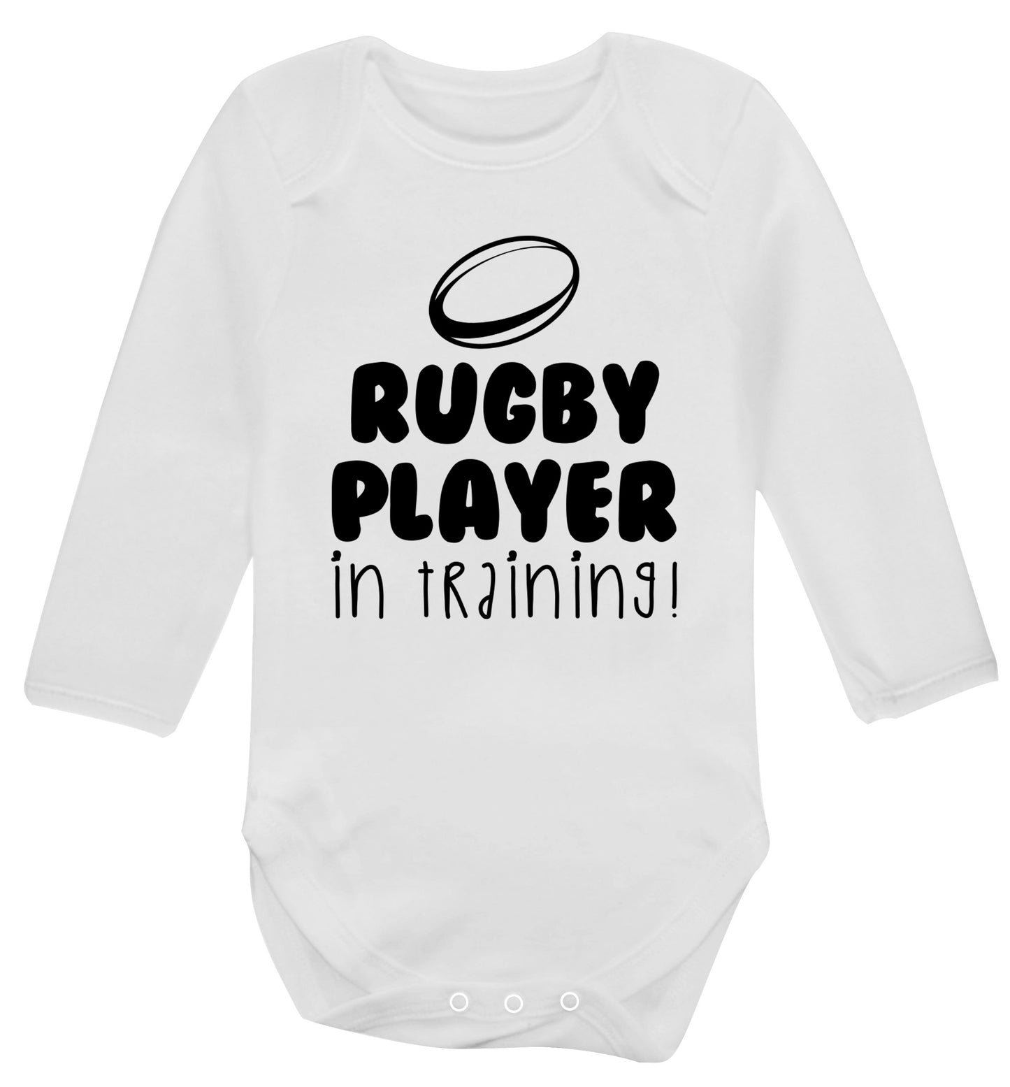 Rugby player in training Baby Vest long sleeved white 6-12 months