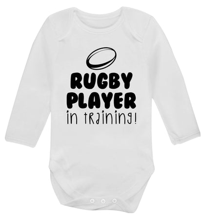 Rugby player in training Baby Vest long sleeved white 6-12 months