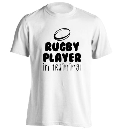 Rugby player in training adults unisex white Tshirt 2XL