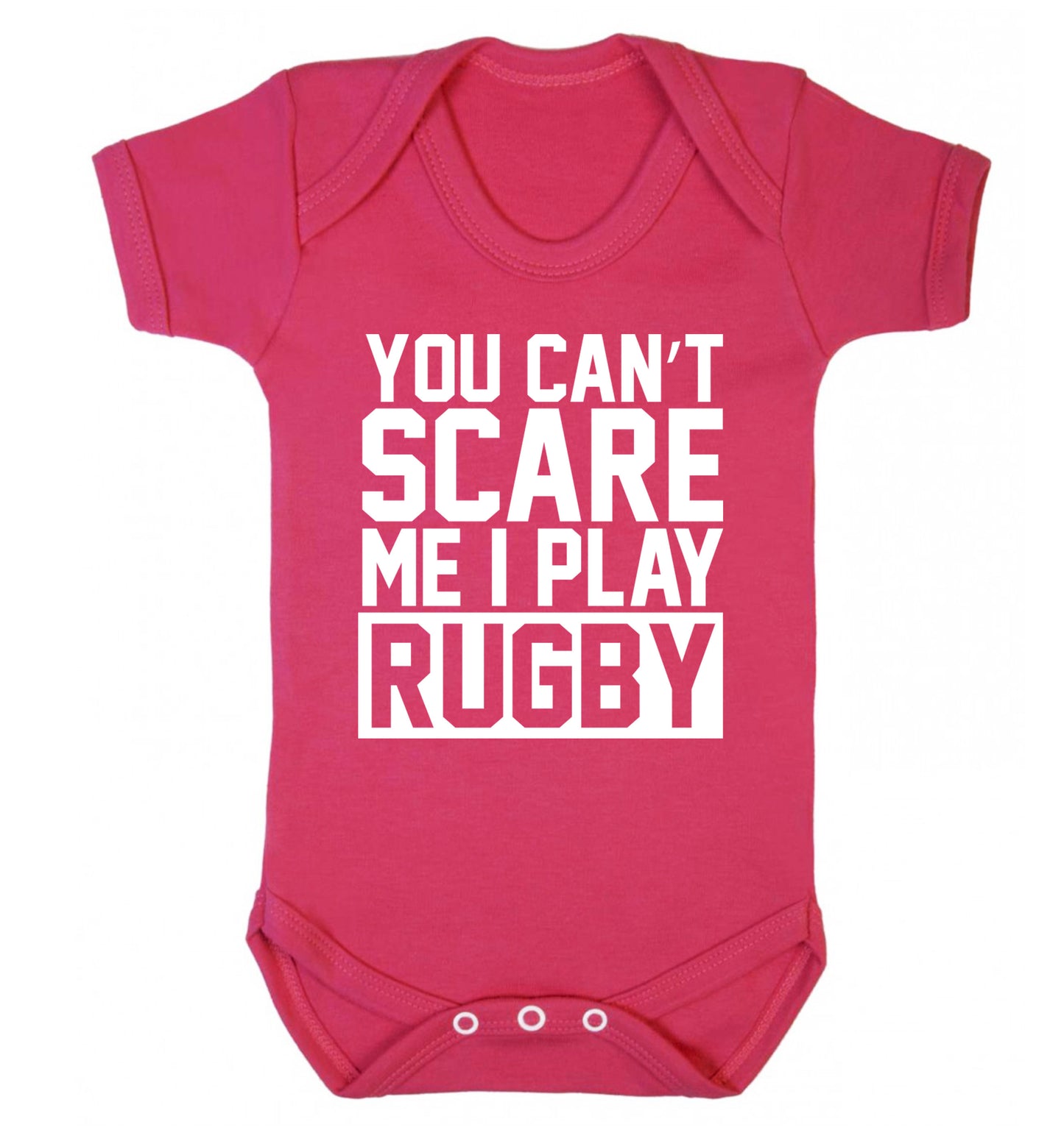 You can't scare me I play rugby Baby Vest dark pink 18-24 months
