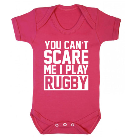 You can't scare me I play rugby Baby Vest dark pink 18-24 months