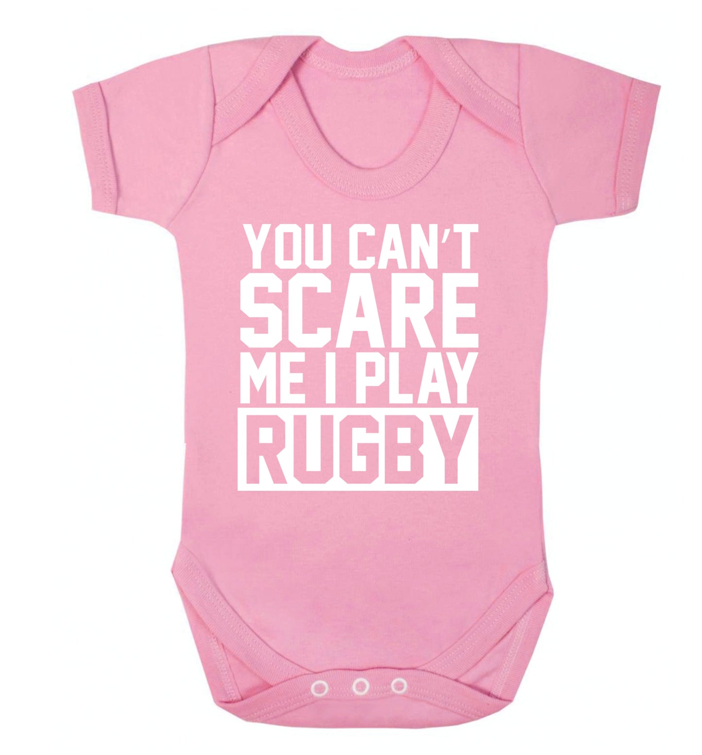You can't scare me I play rugby Baby Vest pale pink 18-24 months
