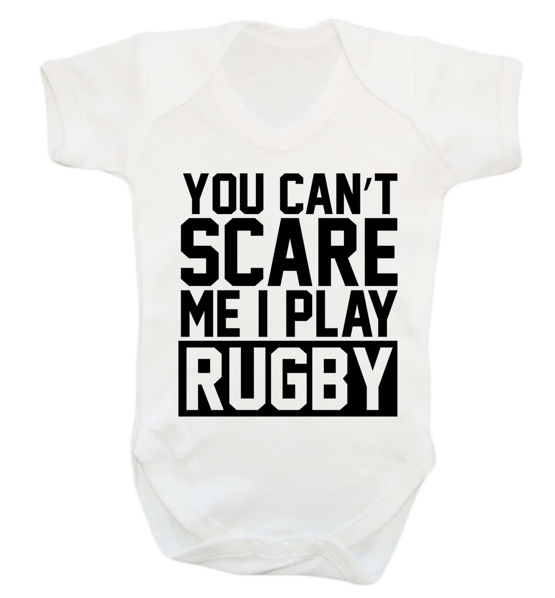 You can't scare me I play rugby Baby Vest white 18-24 months