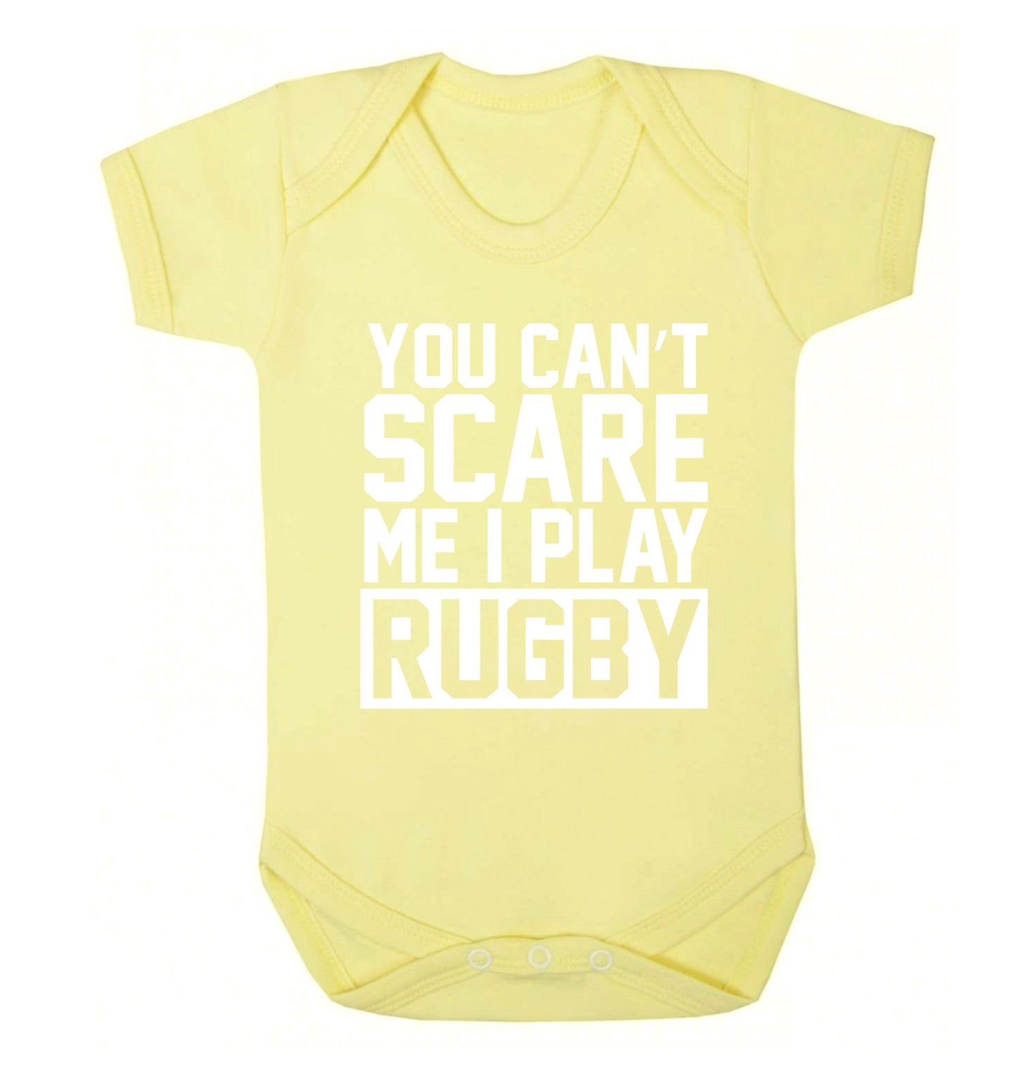 You can't scare me I play rugby Baby Vest pale yellow 18-24 months
