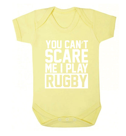 You can't scare me I play rugby Baby Vest pale yellow 18-24 months