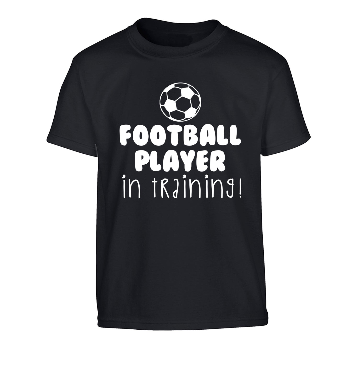 Football player in training Children's black Tshirt 12-14 Years