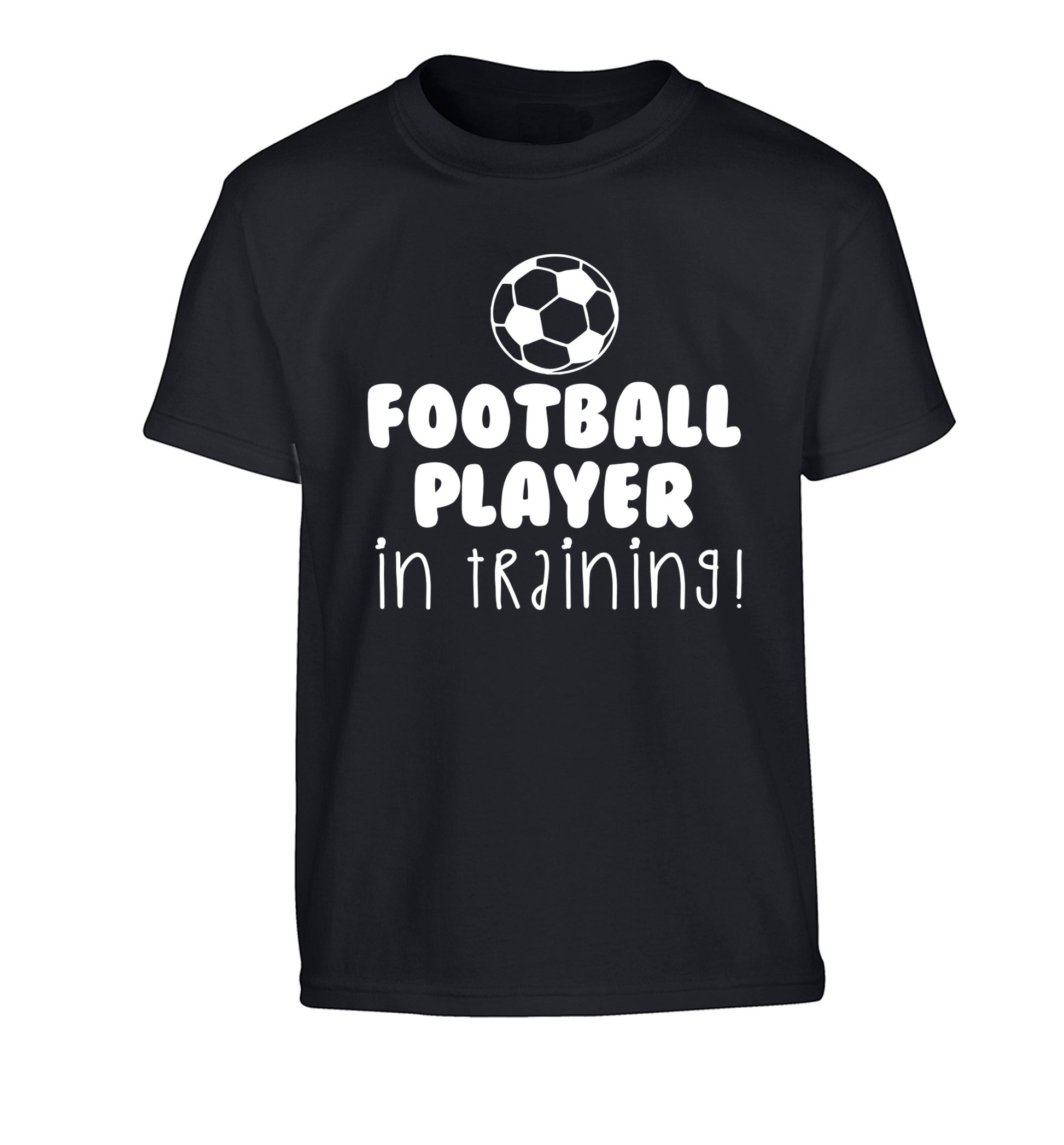 Football player in training Children's black Tshirt 12-14 Years