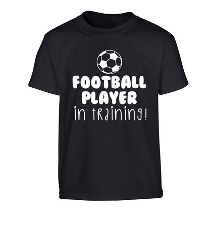 Football player in training Children's black Tshirt 12-14 Years