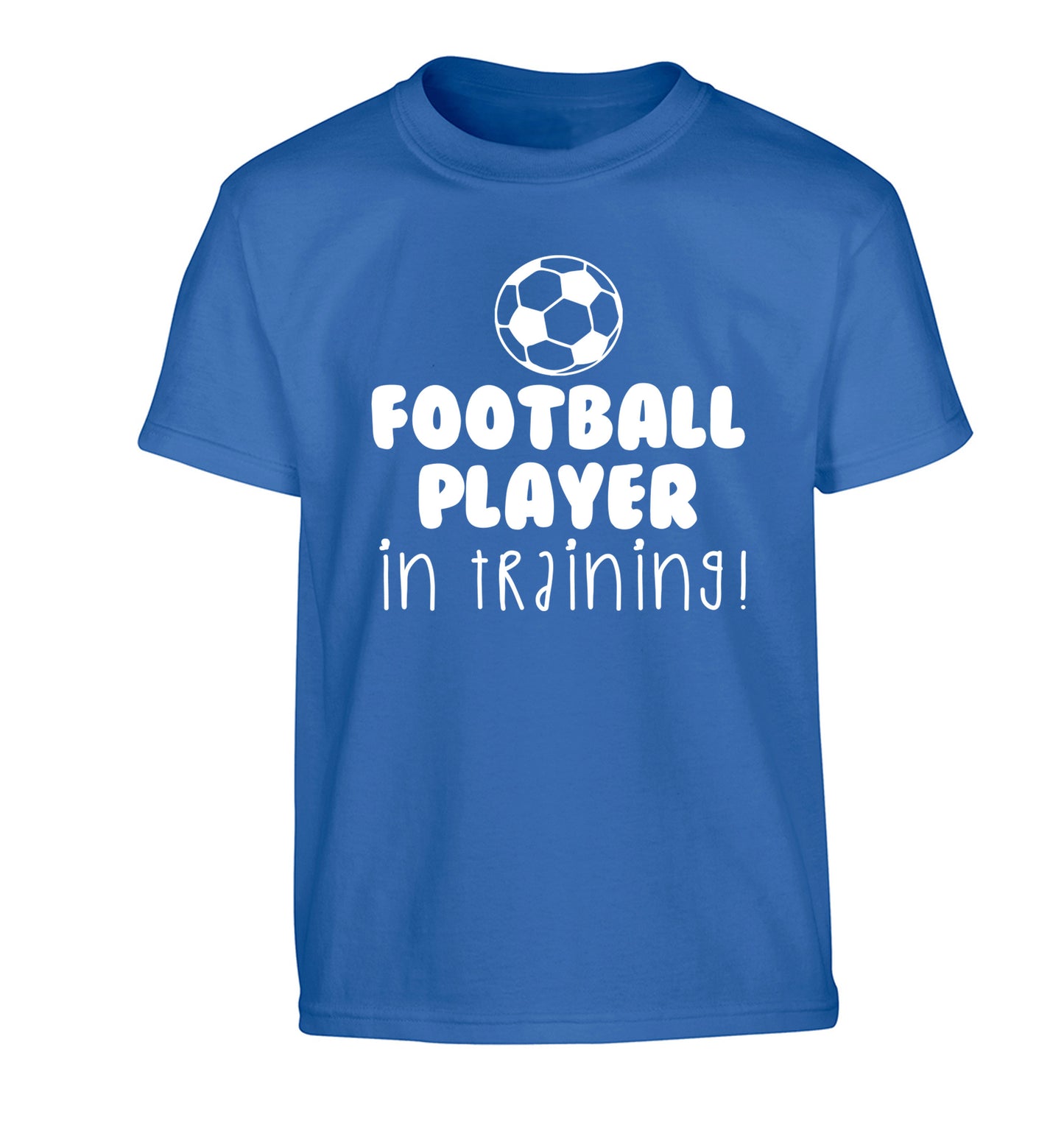 Football player in training Children's blue Tshirt 12-14 Years