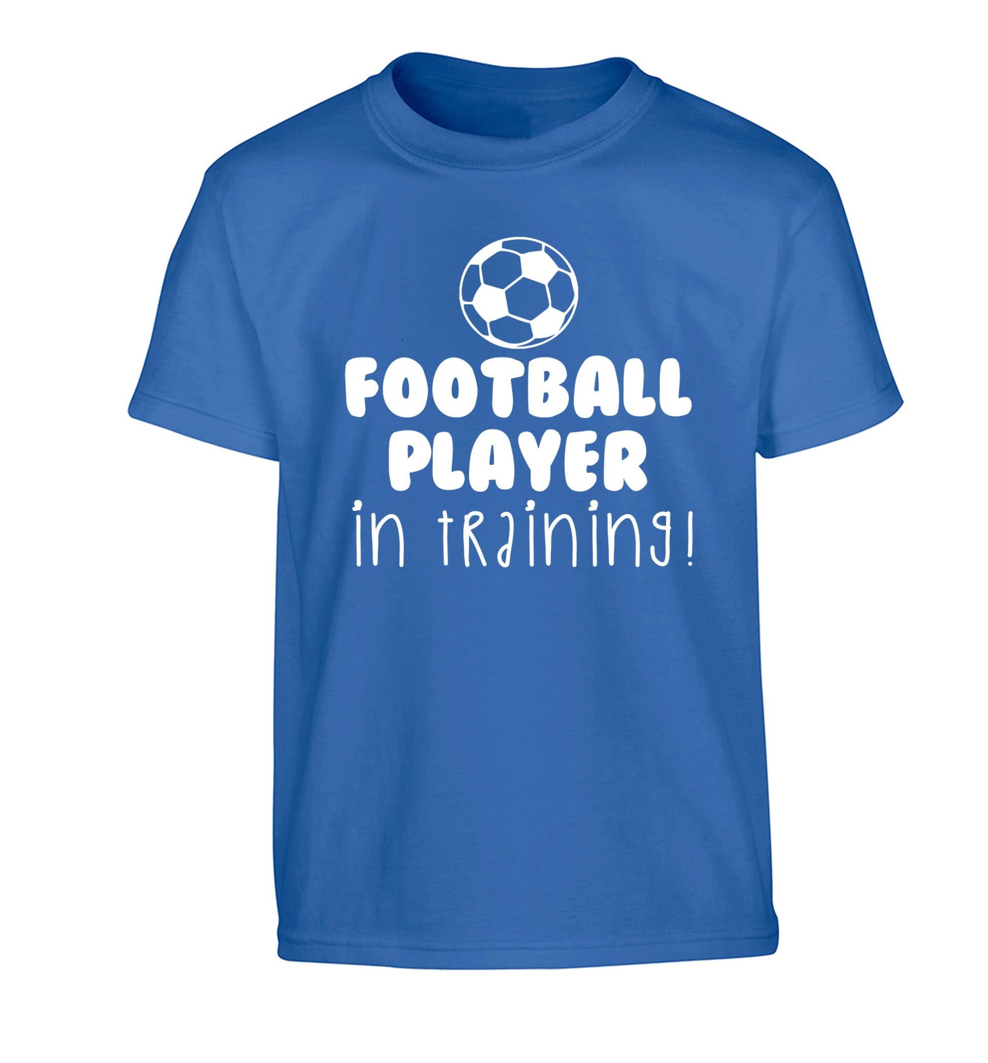 Football player in training Children's blue Tshirt 12-14 Years