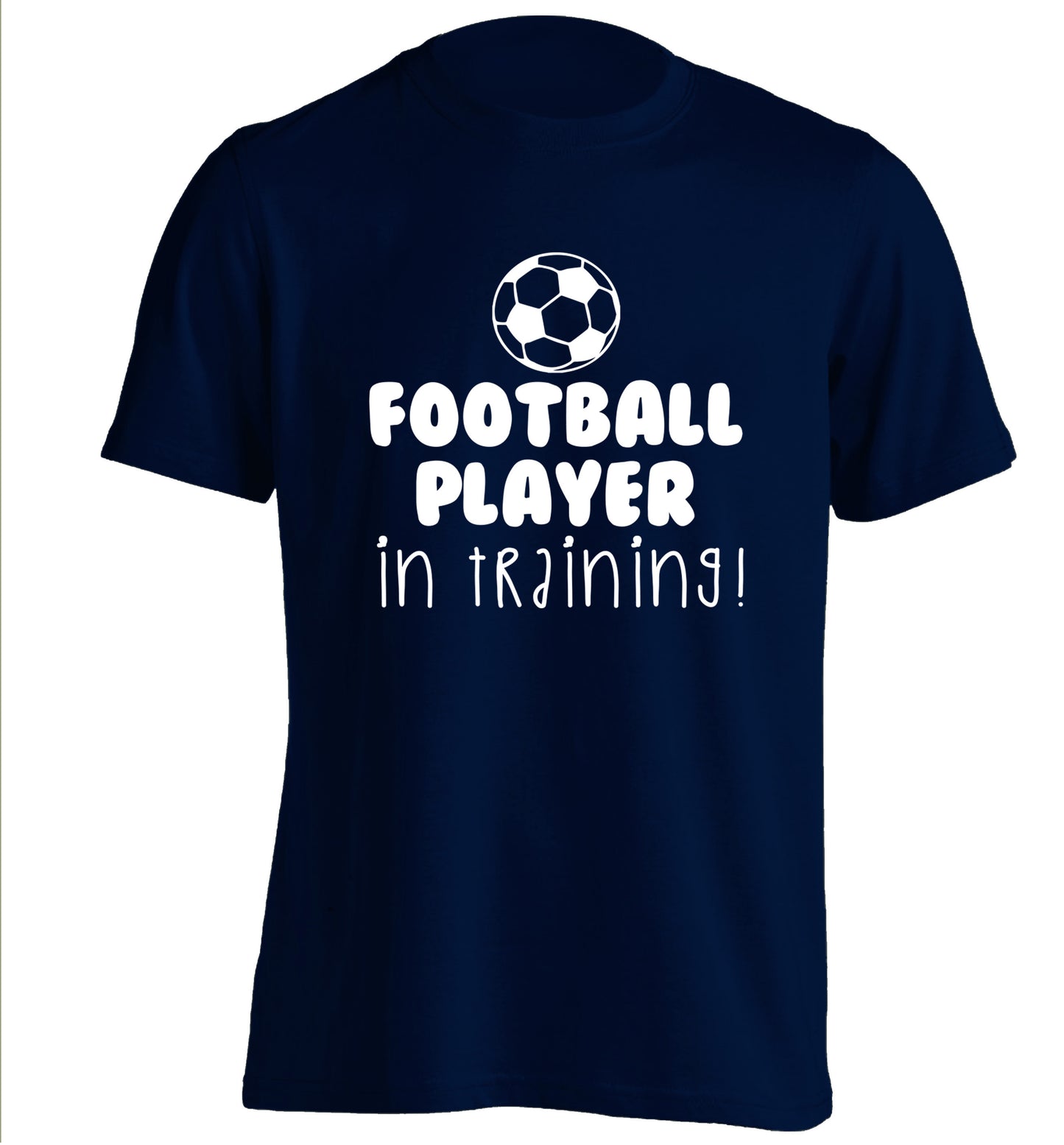 Football player in training adults unisex navy Tshirt 2XL