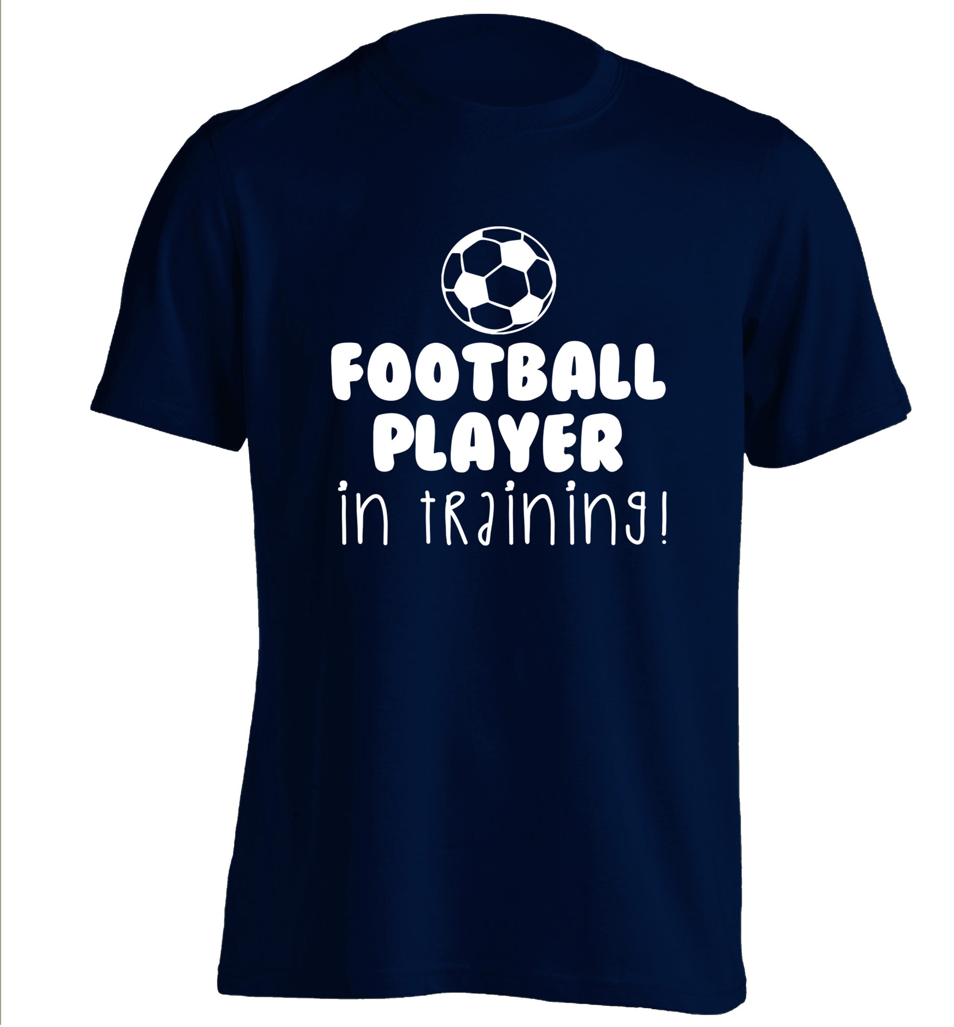 Football player in training adults unisex navy Tshirt 2XL