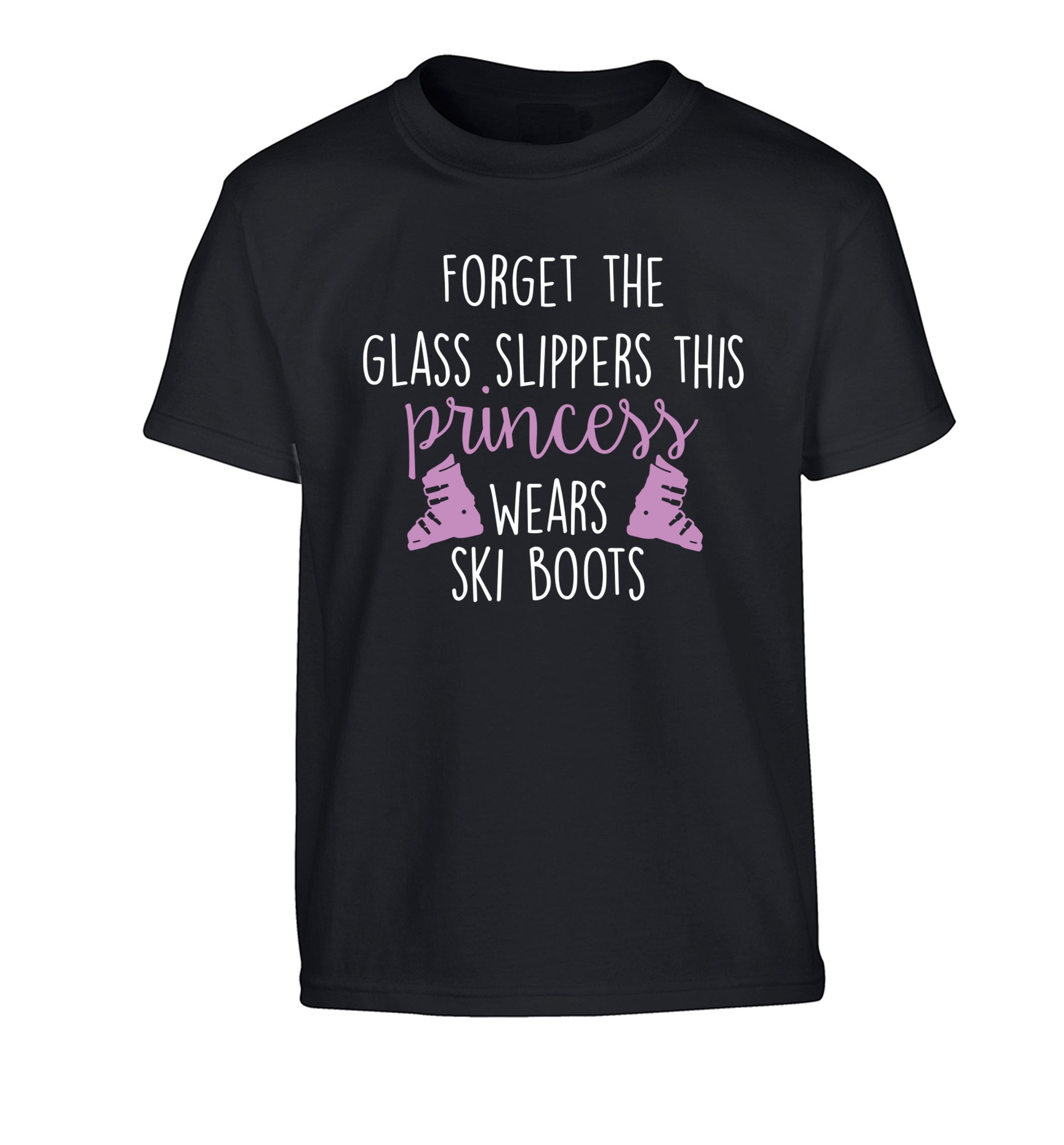 Forget the glass slippers this princess wears ski boots Children's black Tshirt 12-14 Years