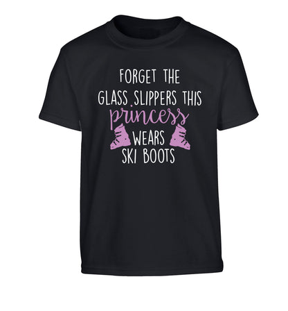 Forget the glass slippers this princess wears ski boots Children's black Tshirt 12-14 Years