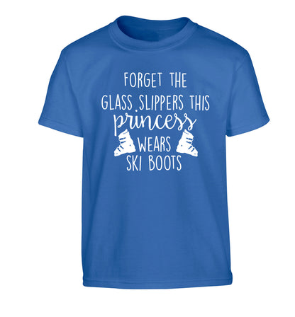 Forget the glass slippers this princess wears ski boots Children's blue Tshirt 12-14 Years