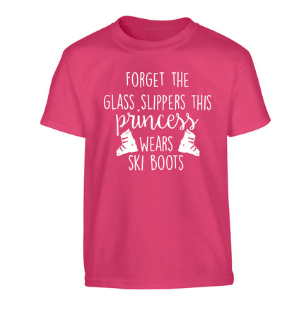 Forget the glass slippers this princess wears ski boots Children's pink Tshirt 12-14 Years