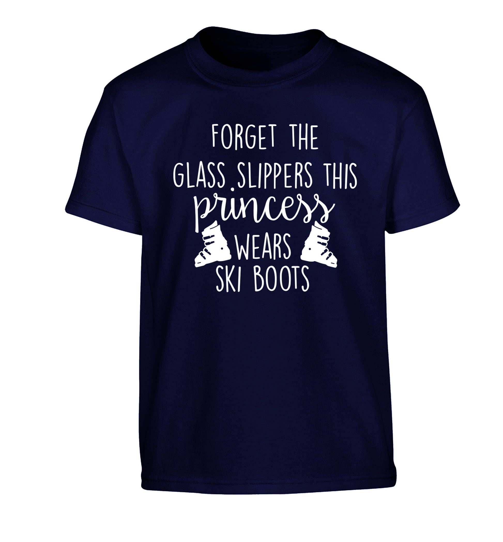 Forget the glass slippers this princess wears ski boots Children's navy Tshirt 12-14 Years