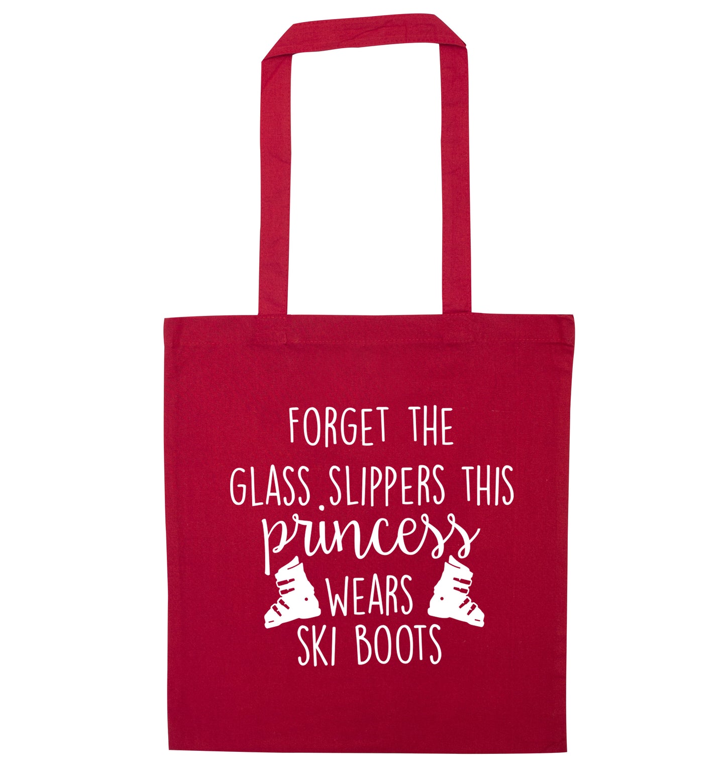 Forget the glass slippers this princess wears ski boots red tote bag