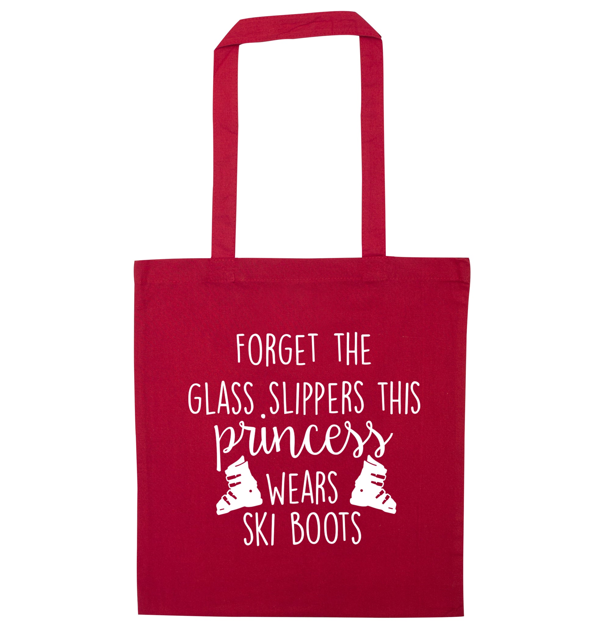 Forget the glass slippers this princess wears ski boots red tote bag