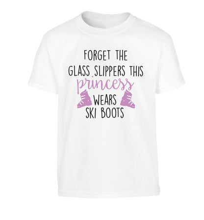 Forget the glass slippers this princess wears ski boots Children's white Tshirt 12-14 Years