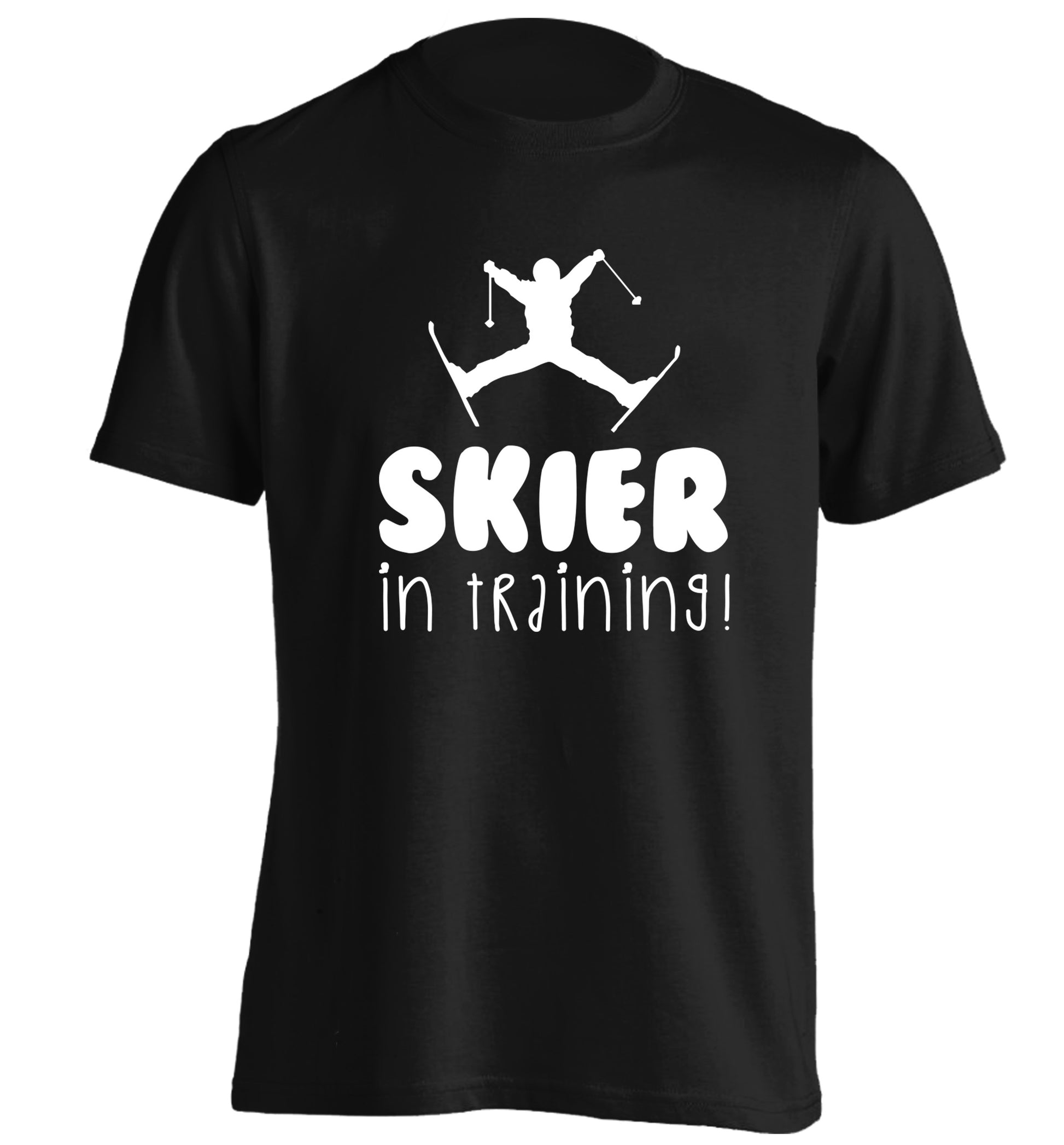 Skier in training adults unisex black Tshirt 2XL
