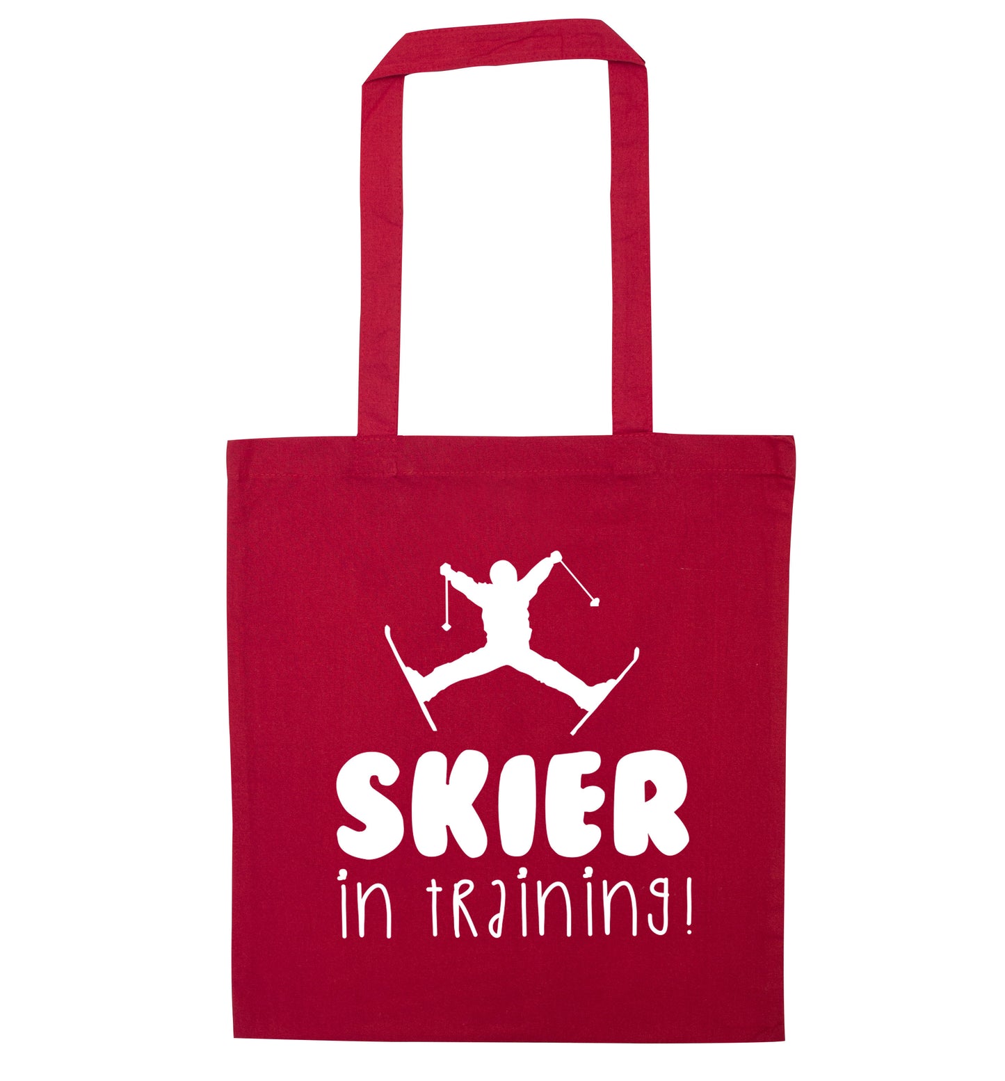 Skier in training red tote bag