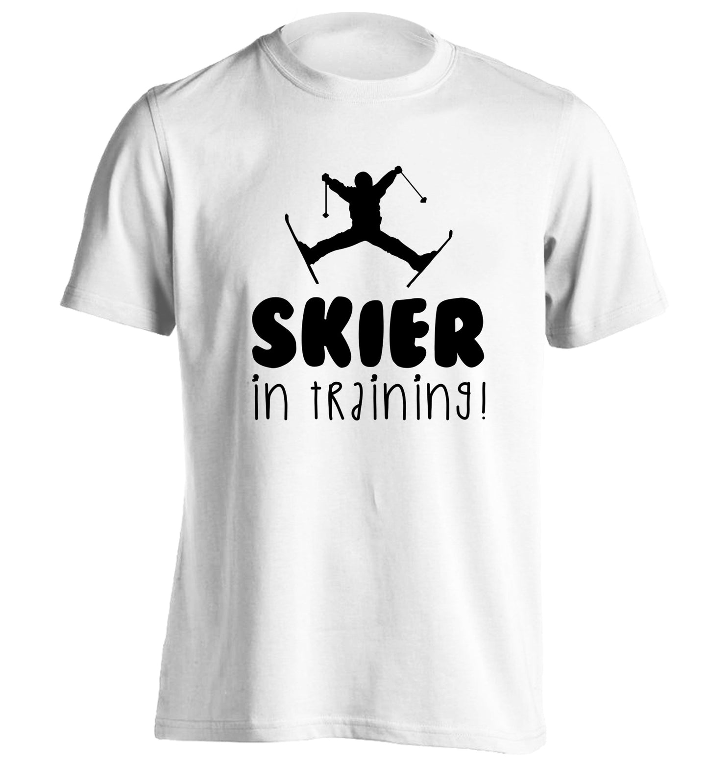 Skier in training adults unisex white Tshirt 2XL