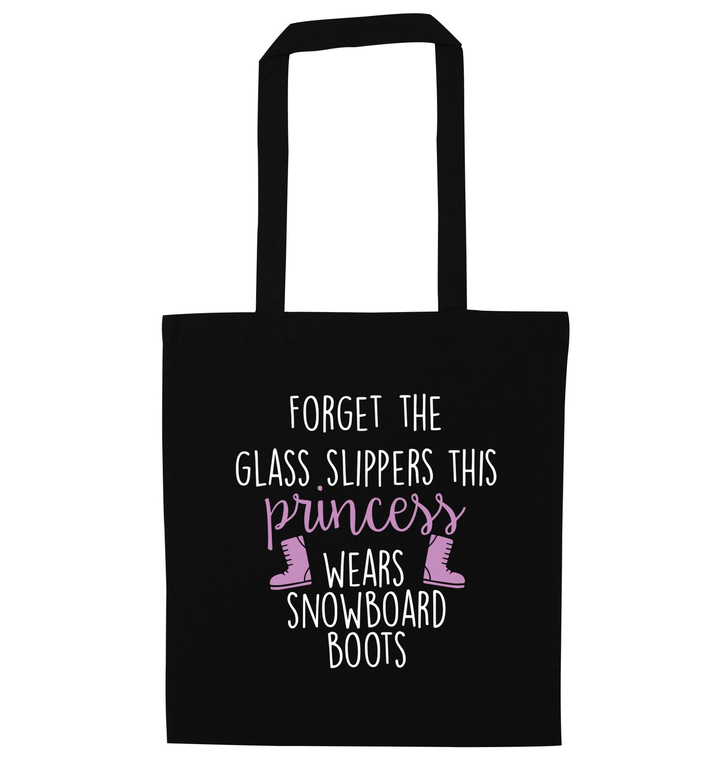 Forget the glass slippers this princess wears snowboard boots black tote bag