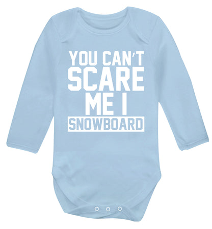 You can't scare me I snowboard Baby Vest long sleeved pale blue 6-12 months