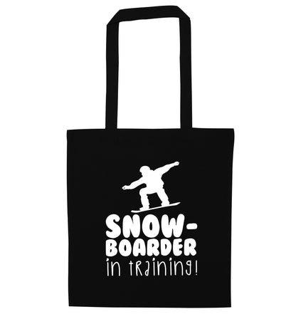 Snowboarder in training black tote bag