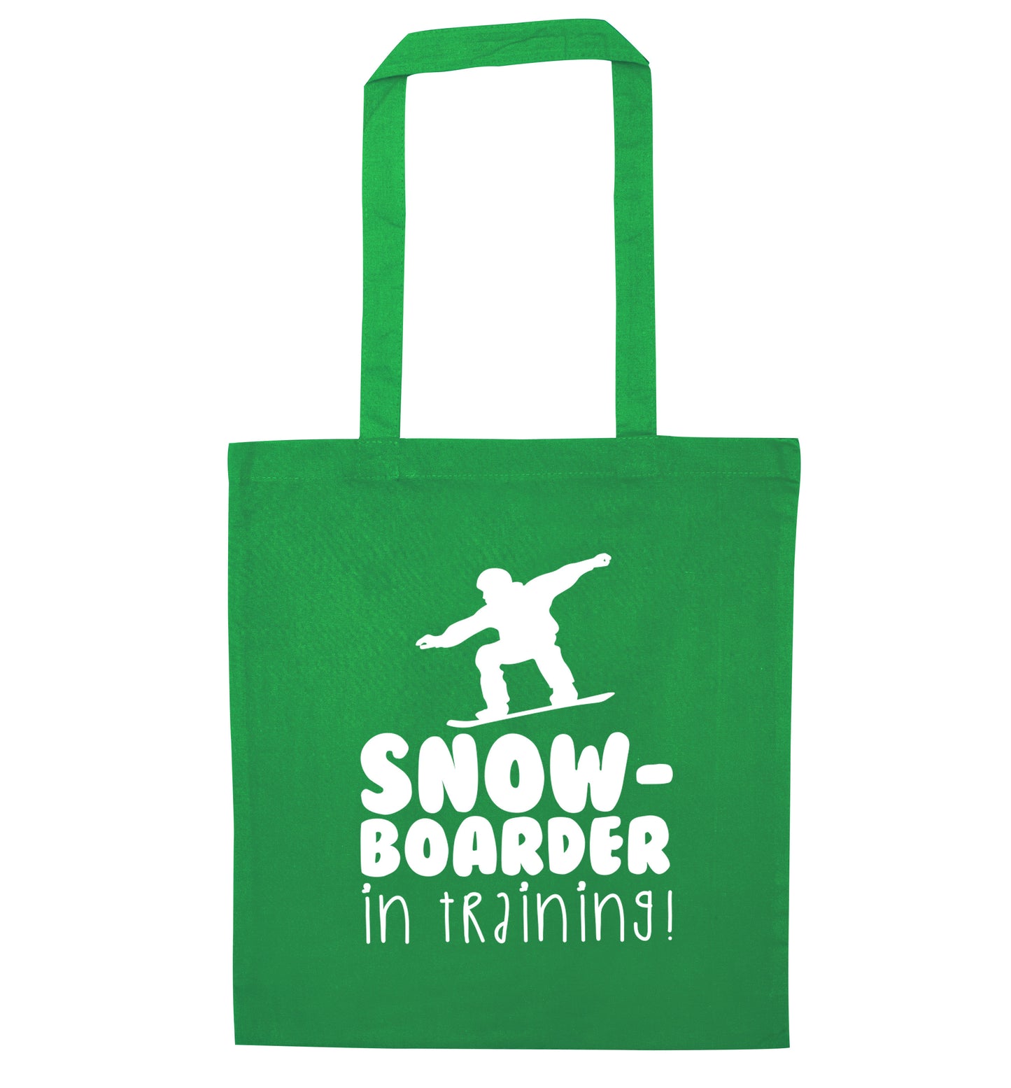 Snowboarder in training green tote bag