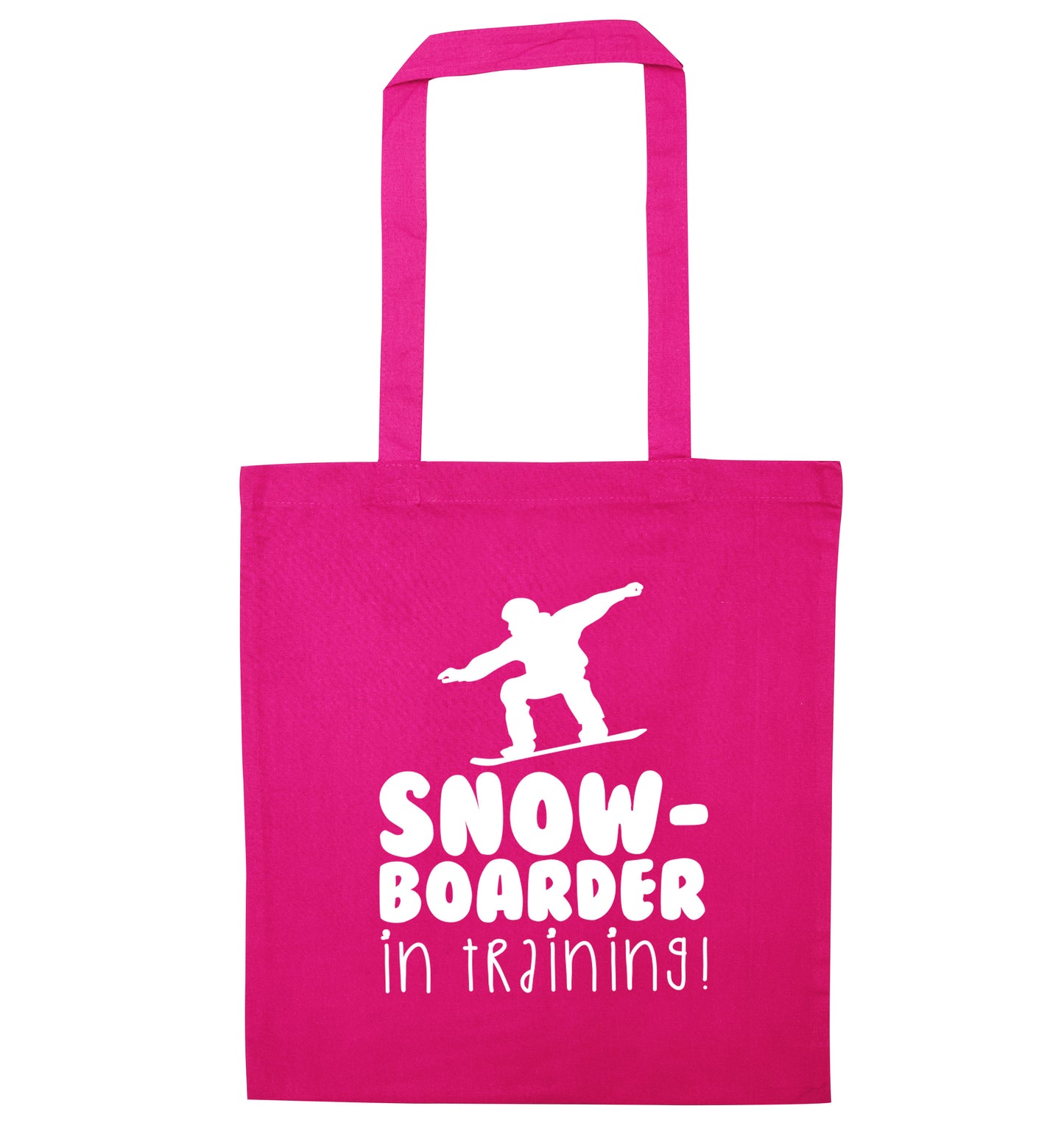 Snowboarder in training pink tote bag