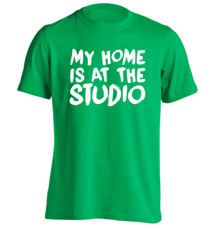 My home is at the studio adults unisex green Tshirt 2XL
