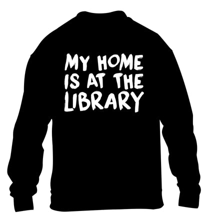 My home is at the library children's black sweater 12-14 Years
