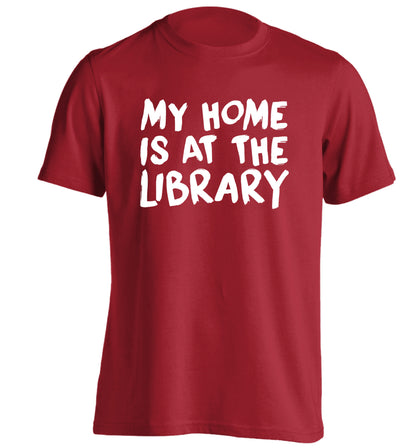 My home is at the library adults unisex red Tshirt 2XL
