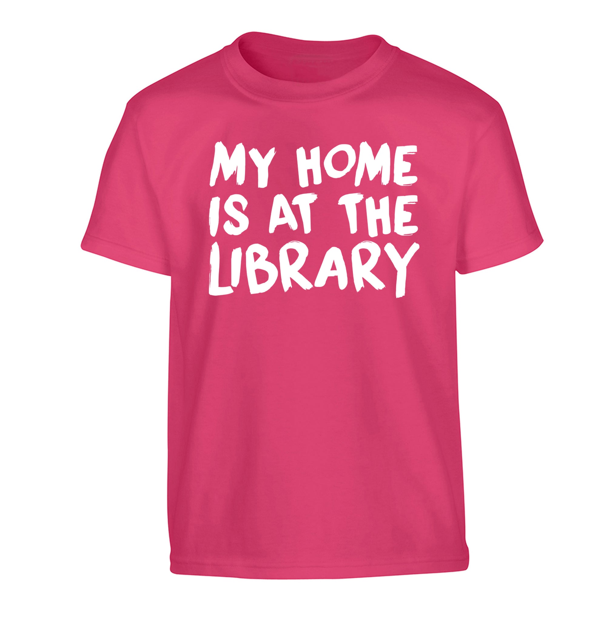 My home is at the library Children's pink Tshirt 12-14 Years