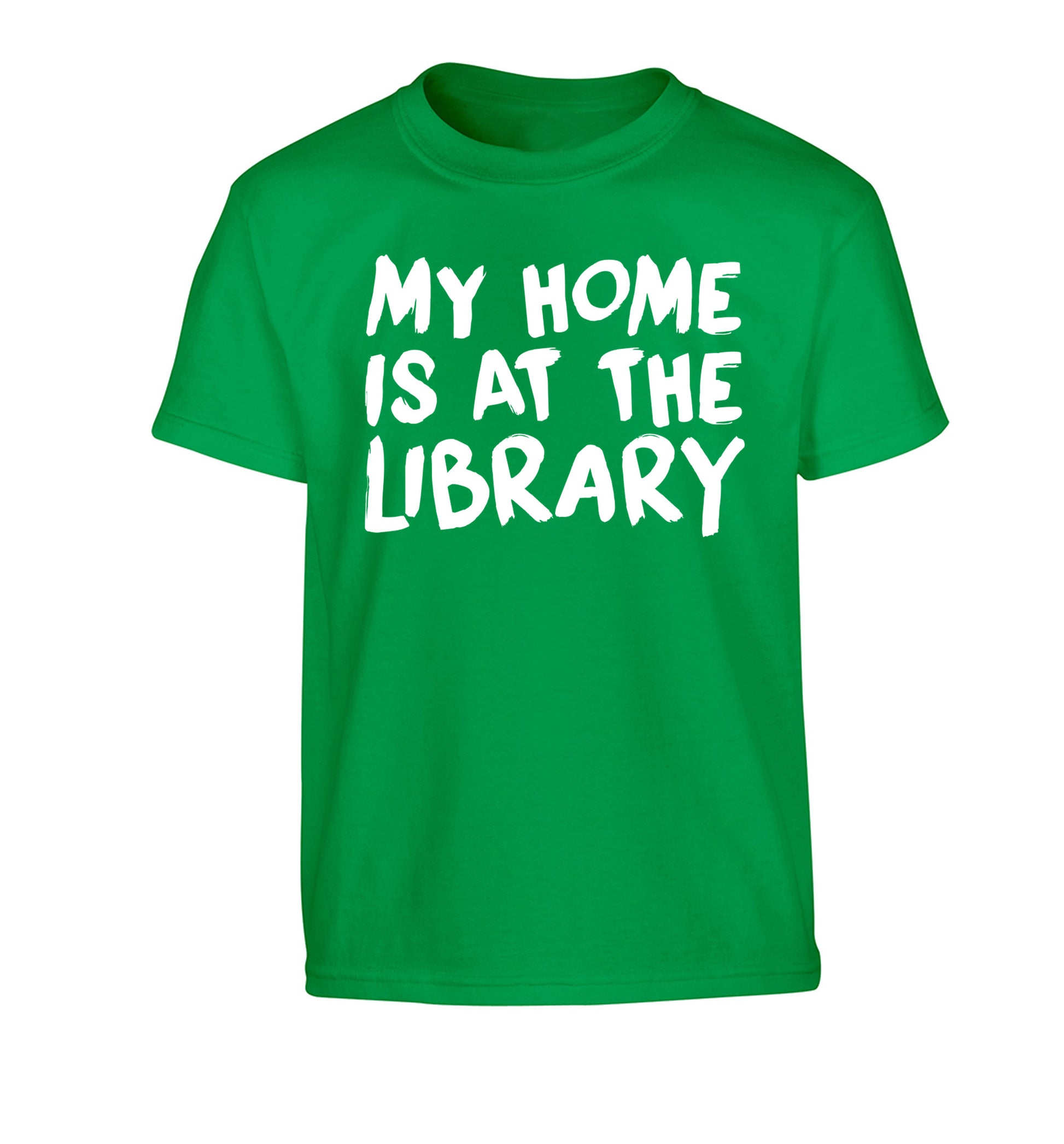 My home is at the library Children's green Tshirt 12-14 Years