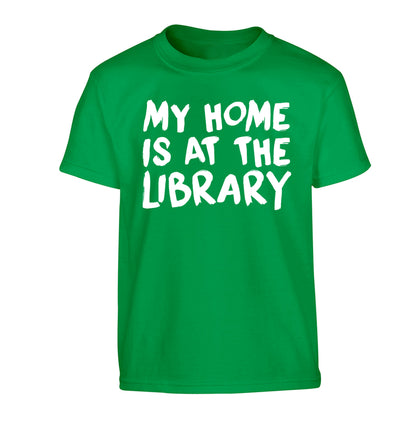 My home is at the library Children's green Tshirt 12-14 Years